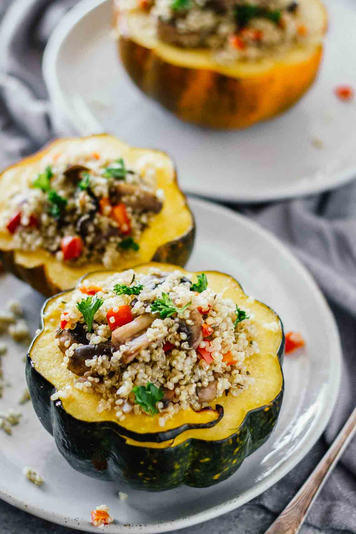 Vegetarian Stuffed Acorn Squash
 Quinoa & Mushroom Stuffed Acorn Squash Jar Lemons