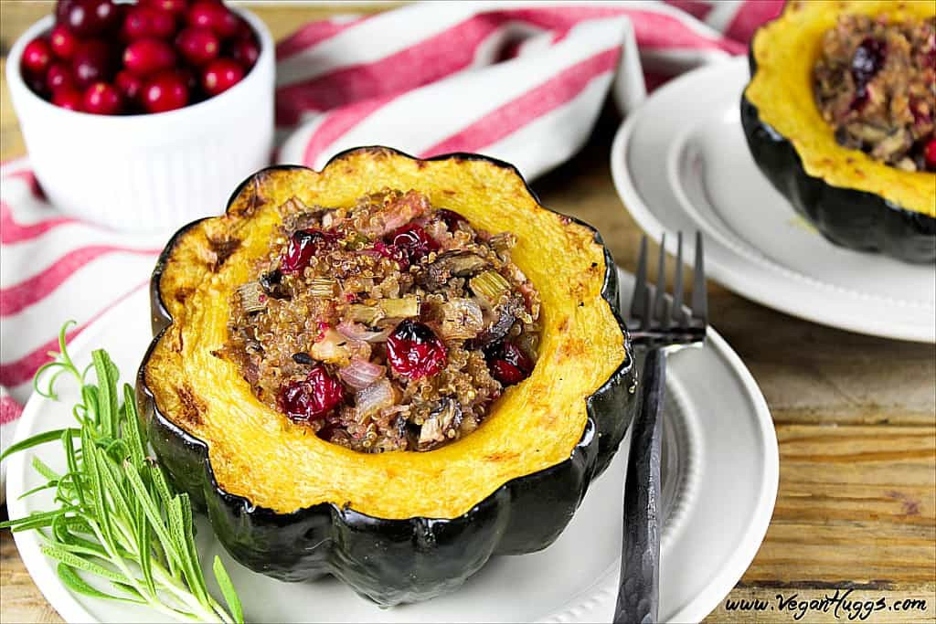 Vegetarian Stuffed Acorn Squash
 Sweet & Savory Stuffed Acorn Squash Vegan & GF Vegan Huggs