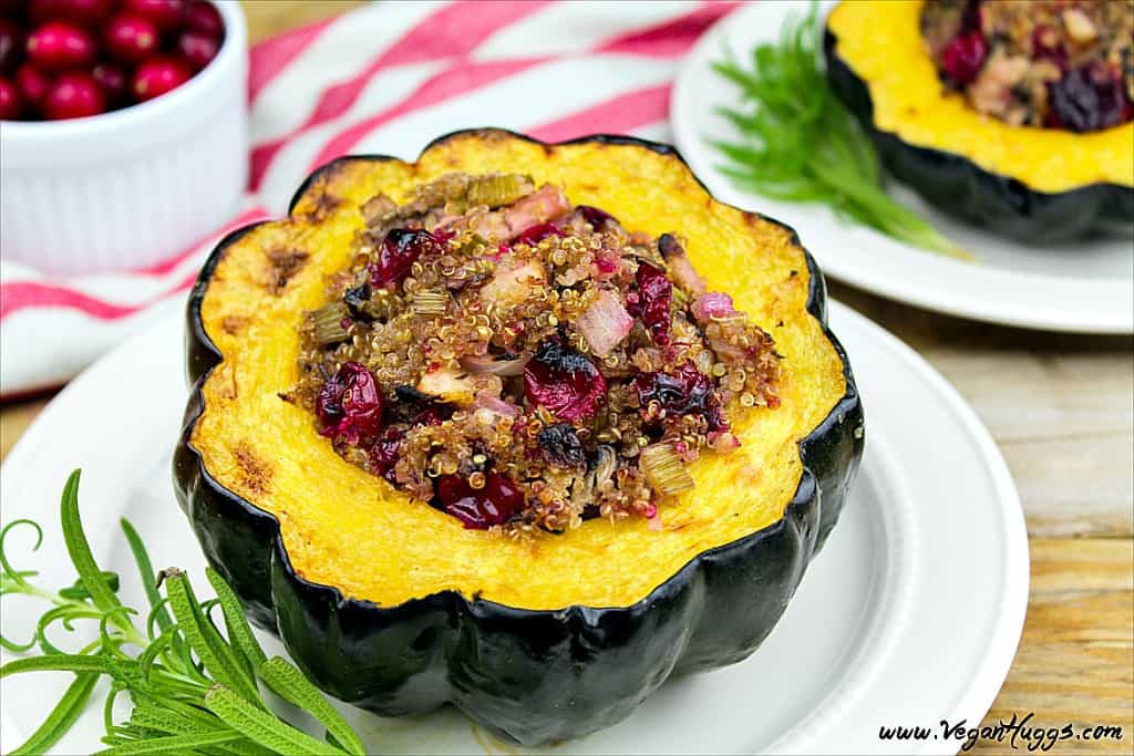 Vegetarian Stuffed Acorn Squash
 Sweet & Savory Stuffed Acorn Squash Vegan & GF Vegan Huggs