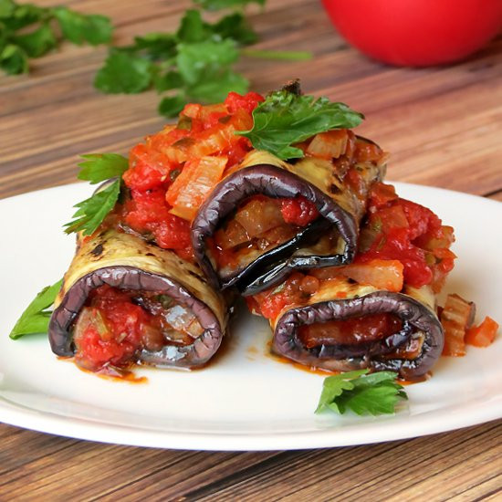 Vegetarian Stuffed Eggplant
 Ve able Stuffed Eggplant Rollatini Yummy Addiction