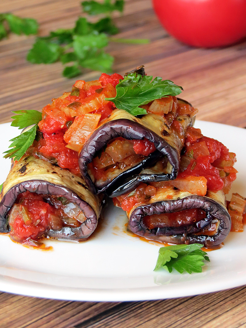 Vegetarian Stuffed Eggplant
 Ve able Stuffed Eggplant Rollatini Yummy Addiction