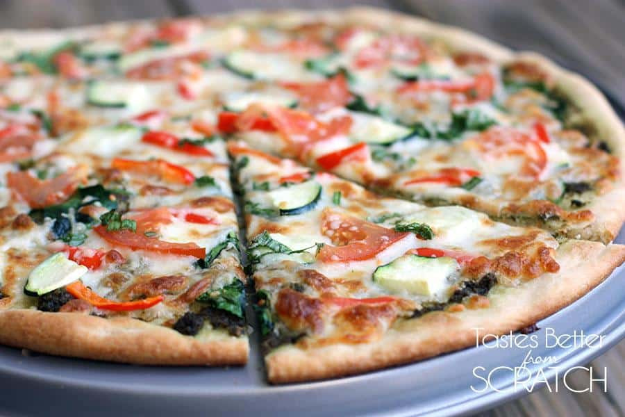 Veggie Pizza Recipe
 Pesto Veggie Pizza Recipe Tastes Better From Scratch