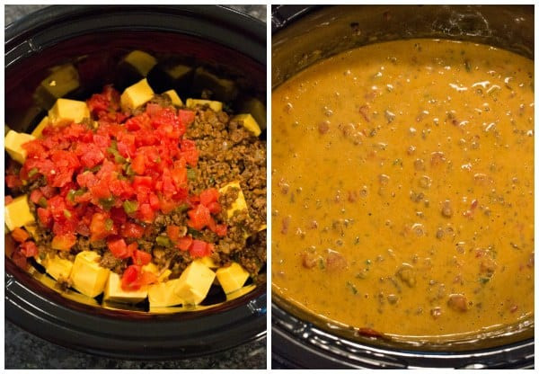 Velveeta Cheese Dip With Ground Beef
 velveeta queso dip with ground beef and rotel