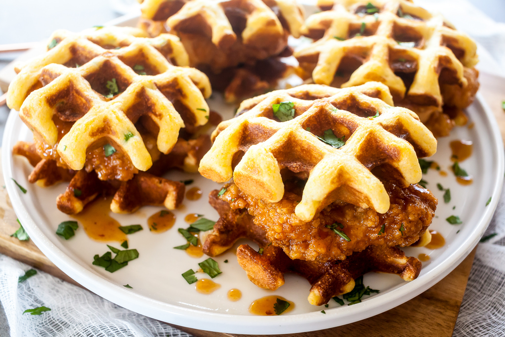 Waffles And Chicken
 Chipotle Honey Chicken and Waffle Sliders