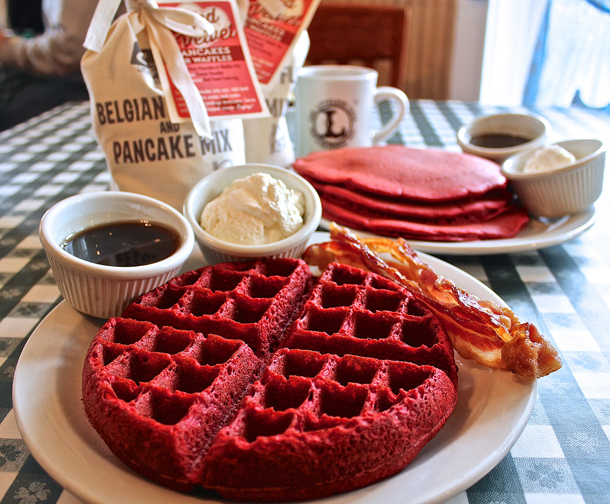 Waffles And Pancakes
 Red Velvet Waffles and Pancakes recipe from the Loveless Cafe