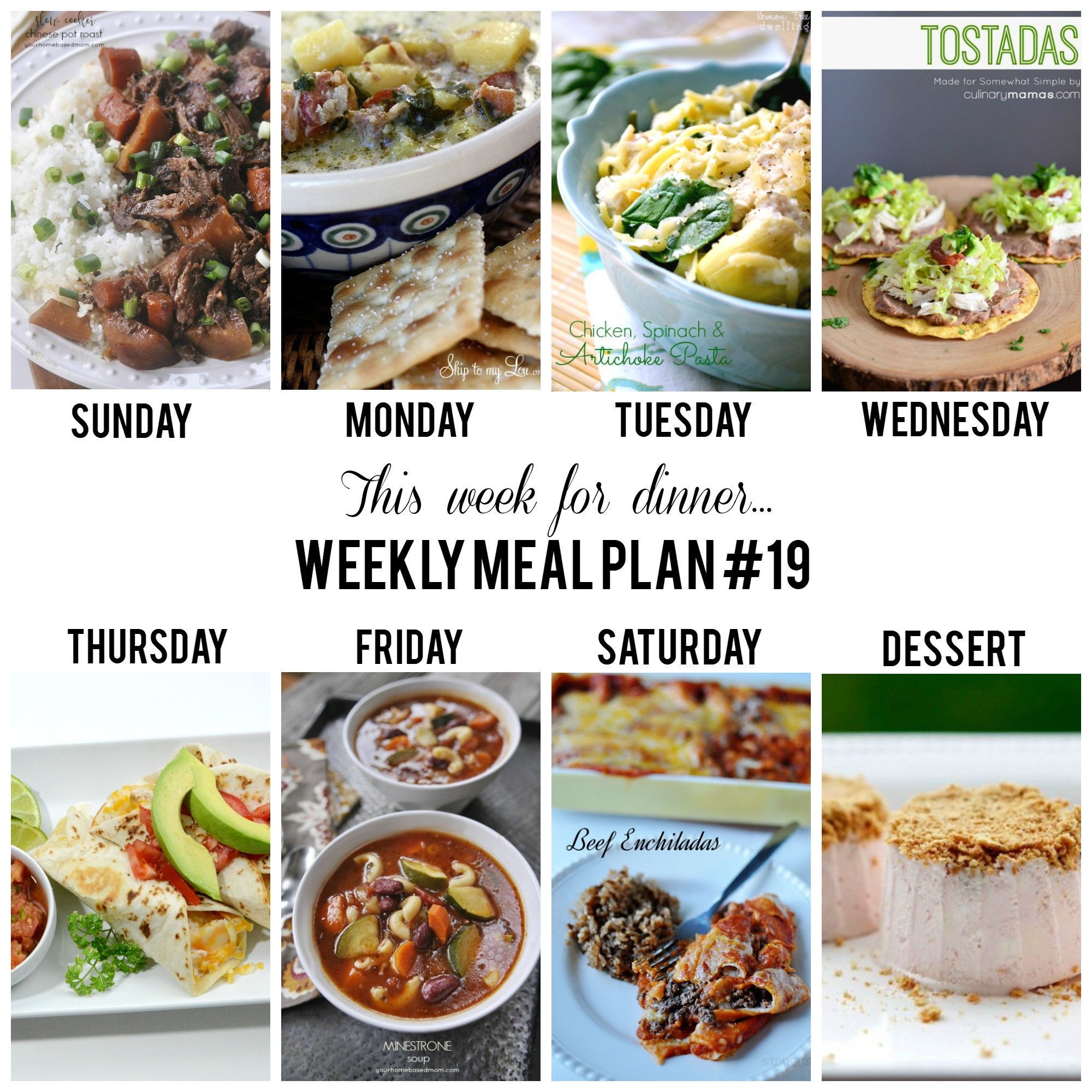 Weekly Dinner Ideas
 Weekly Menu Plan Week 19 The 36th AVENUE