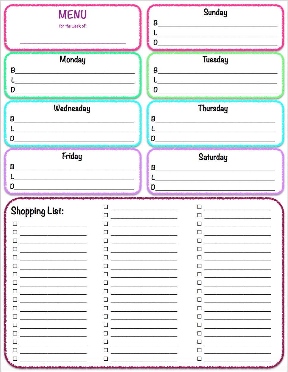 Weekly Dinner Planner
 Free Printables Weekly Meal Planner & Grocery List The