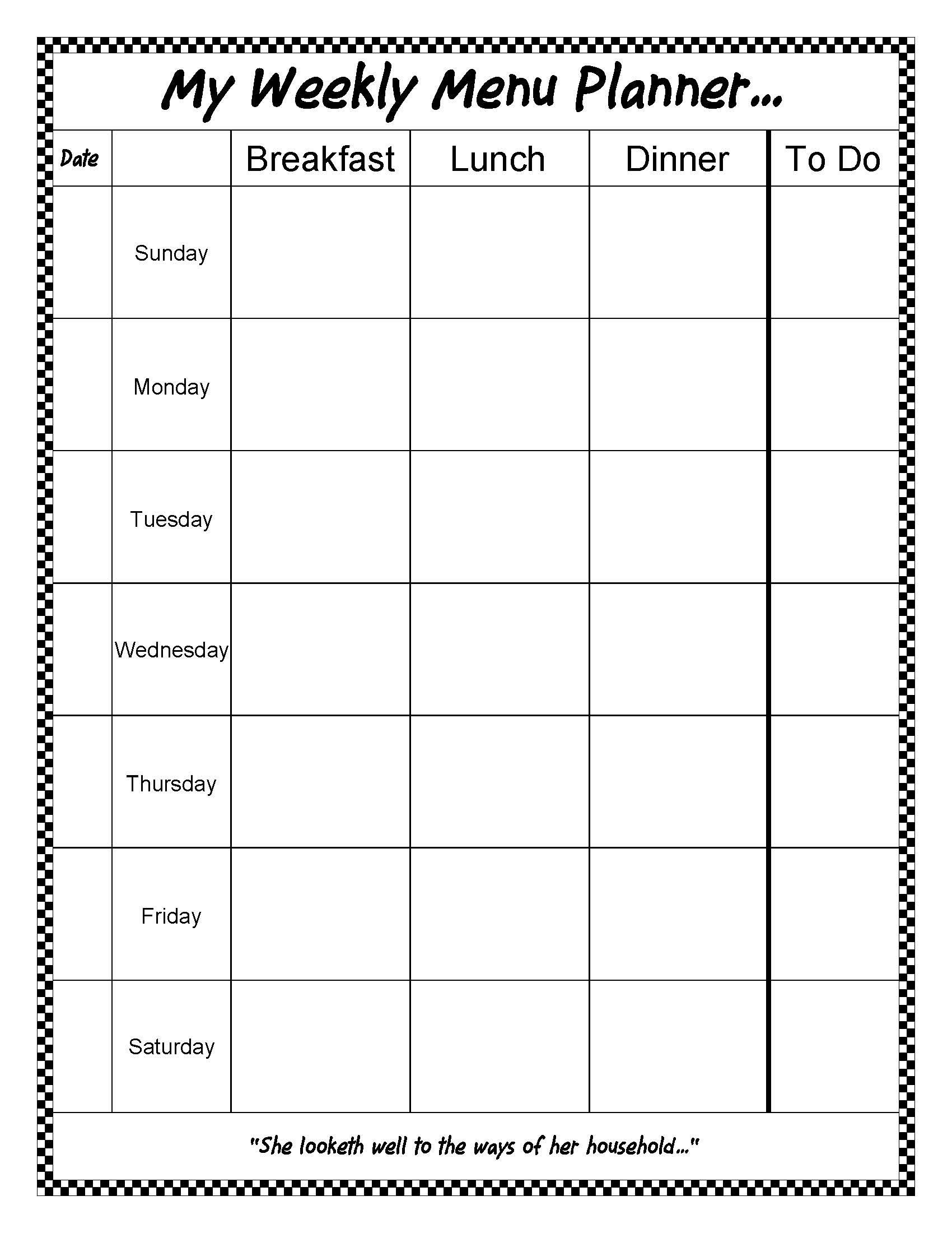 Weekly Dinner Planner
 THM Friendly Editable Menu Planner 15 Styles free