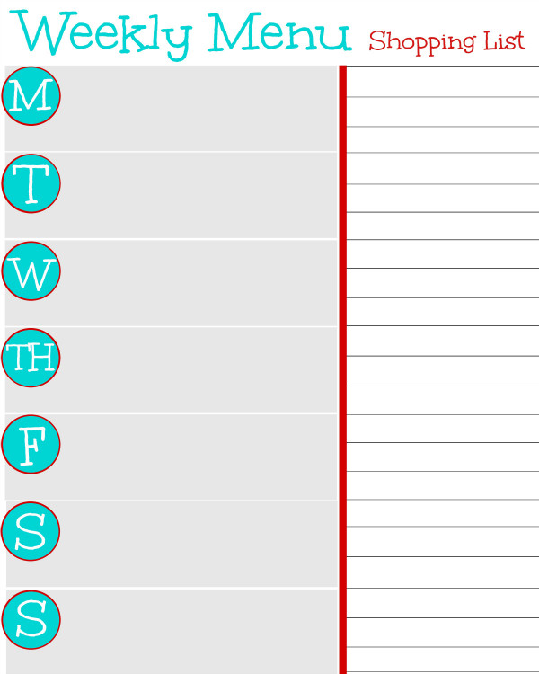 Weekly Dinner Planner
 Free Printable Weekly Menu Planner and Grocery Shopping
