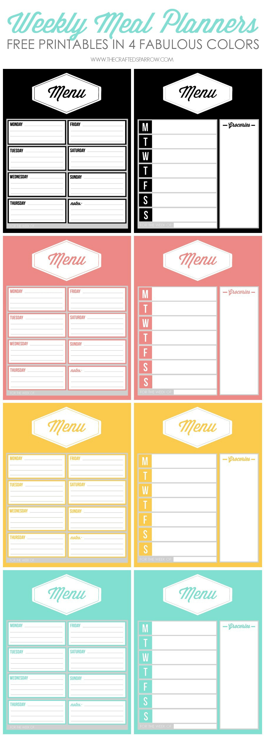 Weekly Dinner Planner
 Free Printable Weekly Meal Planners