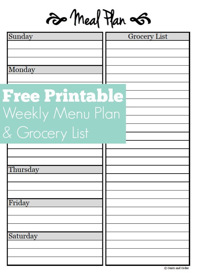 Weekly Dinner Planner
 Meal Planning Free Weekly Menu Planner Printable