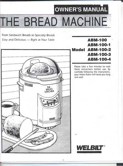 Welbilt Bread Machine Recipes
 Welbilt Dak ABM100 4 Bread Machine Manual & Recipes