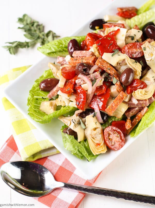 What Is Antipasto Salad
 Antipasto Salad with Red Wine Vinaigrette Garnish with Lemon