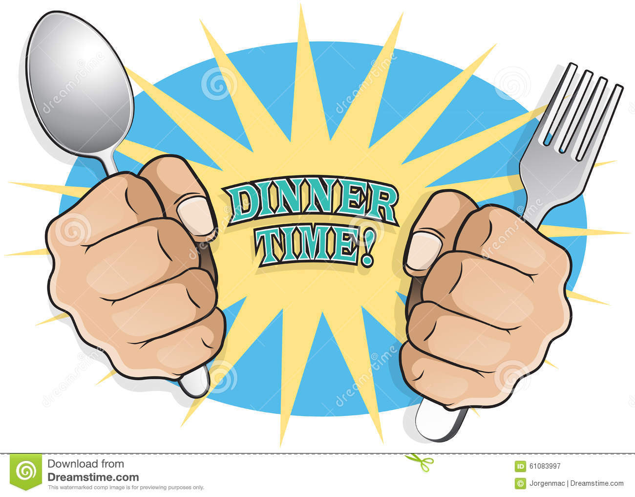What Time Is Dinner Time
 Pop Art Dinner Time Fists With Cutlery Stock Vector
