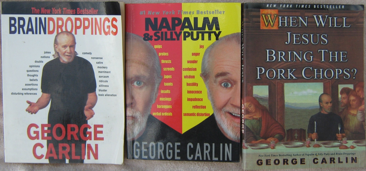 When Will Jesus Bring The Pork Chops
 George Carlin Autograph 3 Signed Books "Brain Droppings