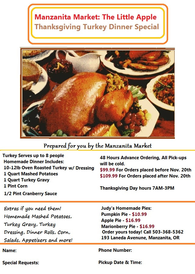 Where To Order Thanksgiving Dinner
 Thanksgiving Turkey Orders & Our 2014 Dinner Flyer