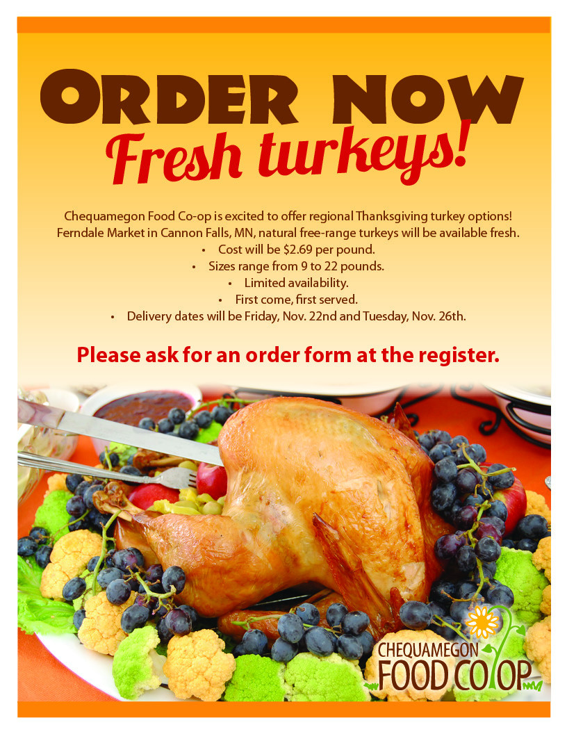 Where To Order Thanksgiving Dinner
 Order Your Thanksgiving Turkey line Chequamegon Food Co op