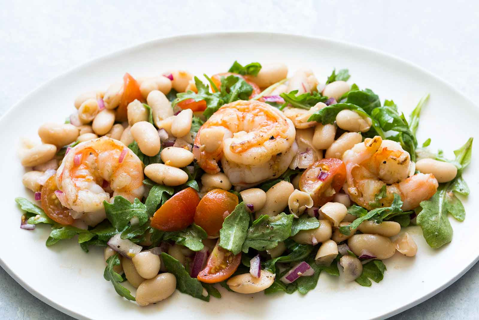 White Bean Recipes
 Shrimp Arugula White Bean Cherry Tomato Salad Recipe