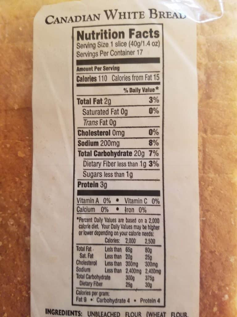 White Bread Nutrition Facts
 white bread calories per slice