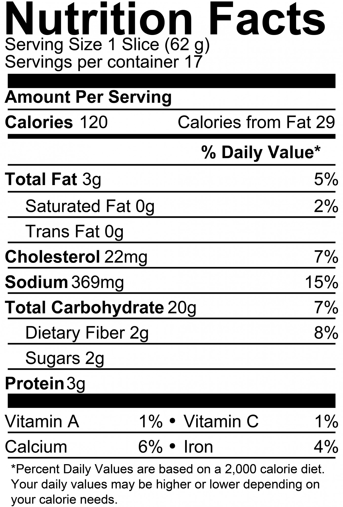 White Bread Nutrition Facts
 Products