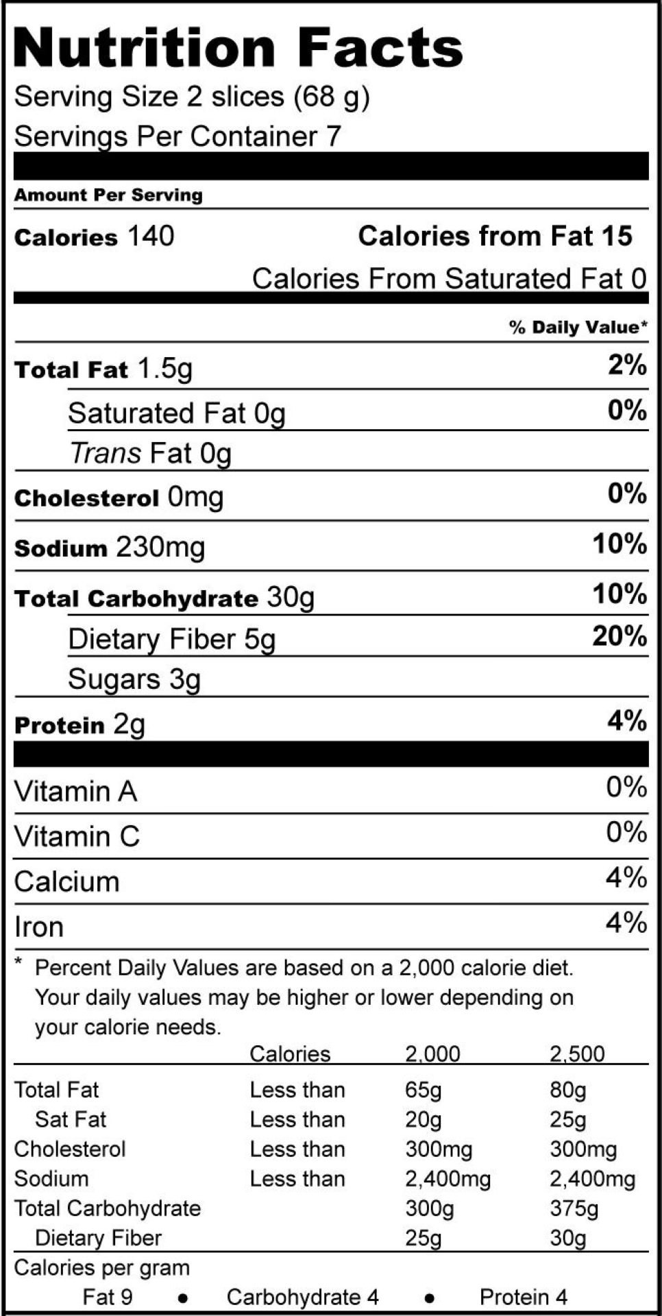 White Bread Nutrition Facts
 White Bread Whole Grain Three Bakers