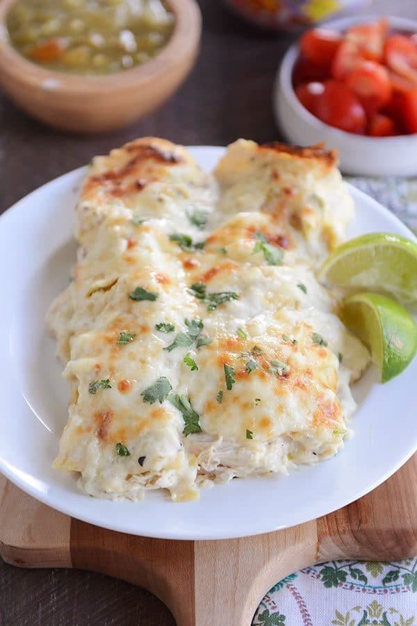 White Chicken Enchiladas
 Creamy Green Chile Chicken Enchiladas