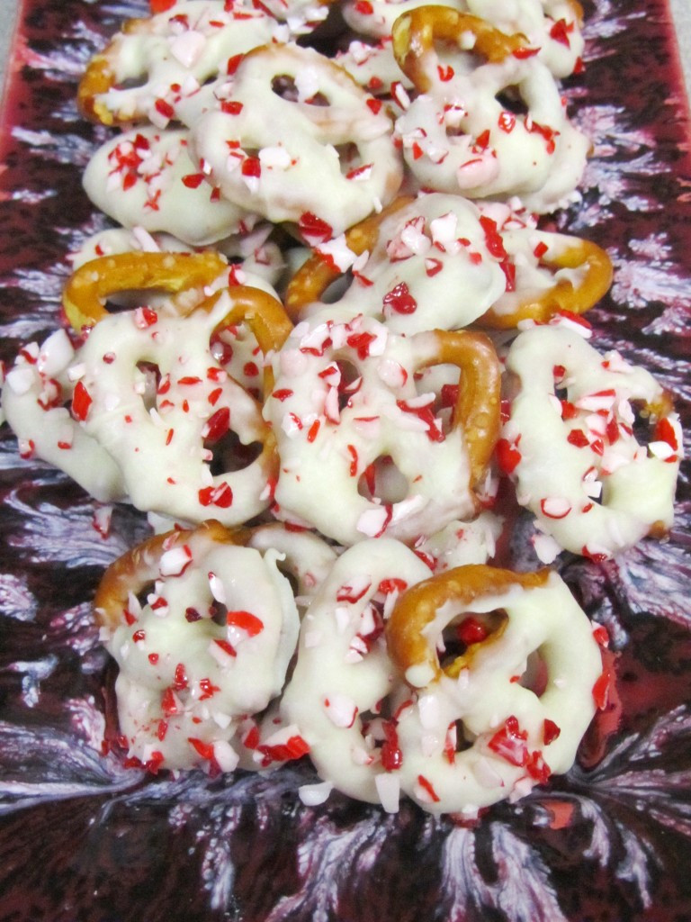 White Chocolate Covered Pretzels
 White Chocolate Peppermint Covered Pretzels