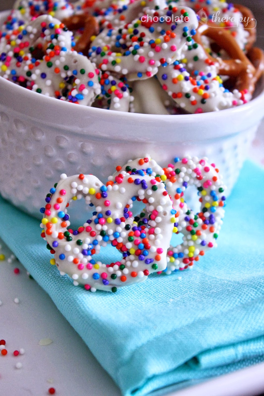 White Chocolate Covered Pretzels
 Chocolate Therapy White Chocolate Covered Pretzels