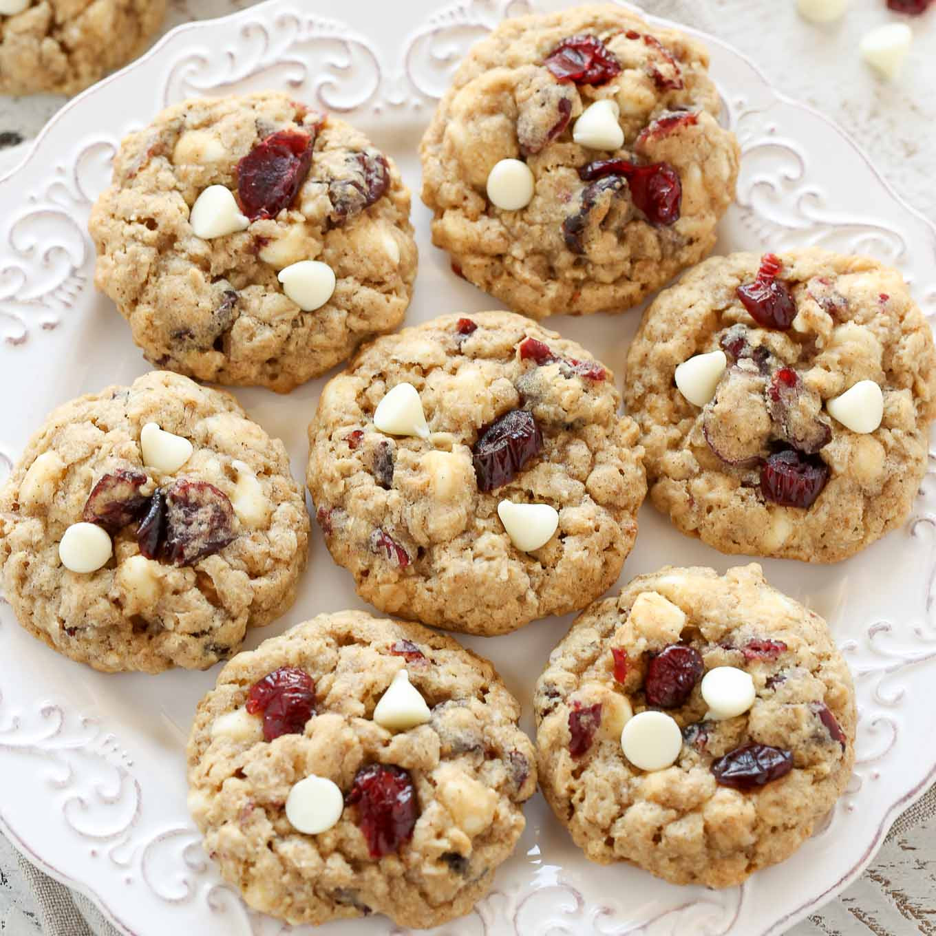 White Chocolate Cranberry Oatmeal Cookies
 Soft and Chewy White Chocolate Cranberry Oatmeal Cookies