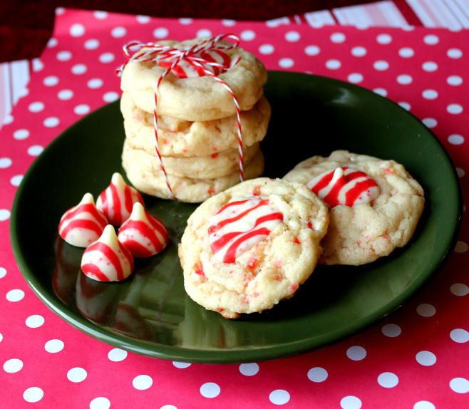White Chocolate Peppermint Cookies
 White Chocolate Peppermint Kiss Cookies