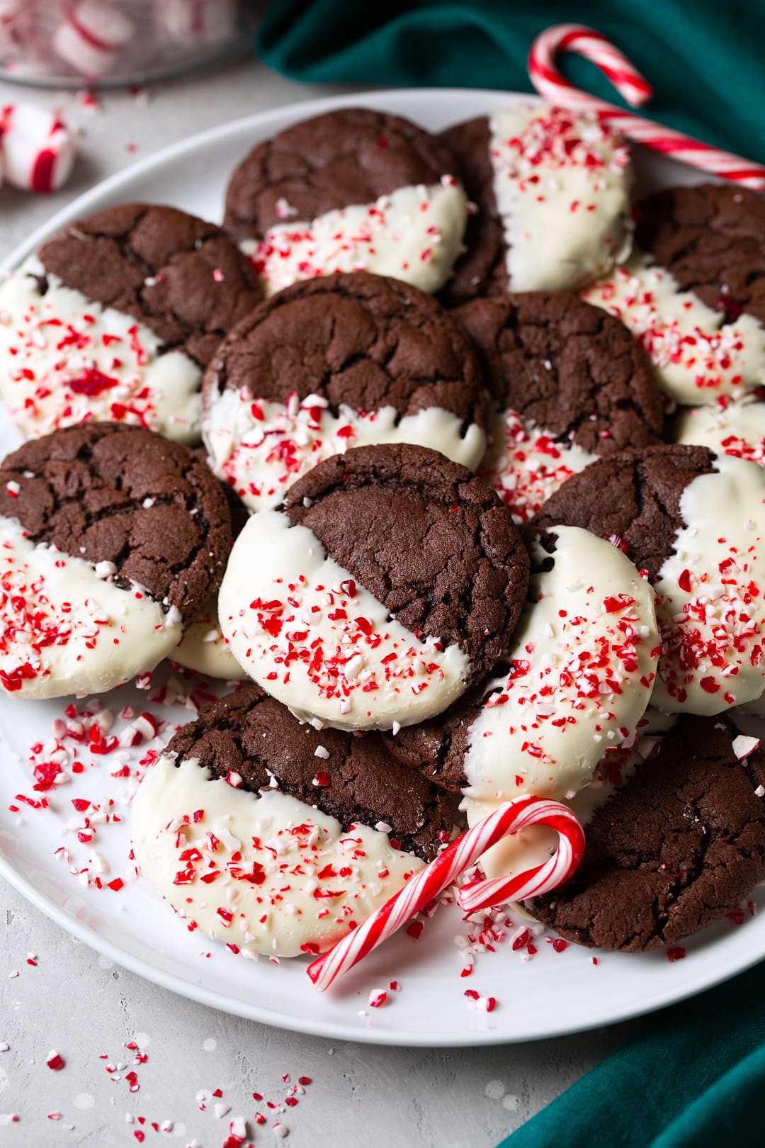 White Chocolate Peppermint Cookies
 White Chocolate Dipped Peppermint Chocolate Cookies