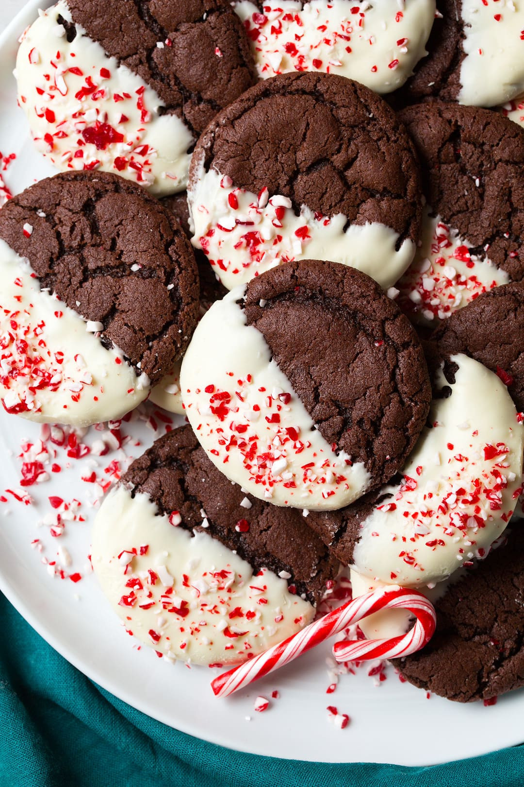 White Chocolate Peppermint Cookies
 White Chocolate Dipped Peppermint Chocolate Cookies