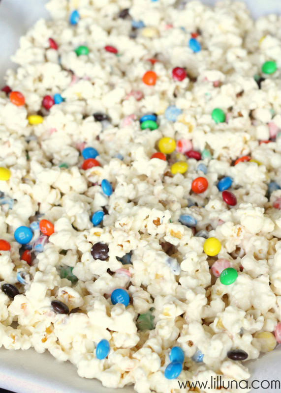 White Chocolate Popcorn
 White Chocolate M&M Popcorn