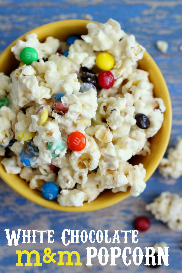 White Chocolate Popcorn
 White Chocolate M&M Popcorn