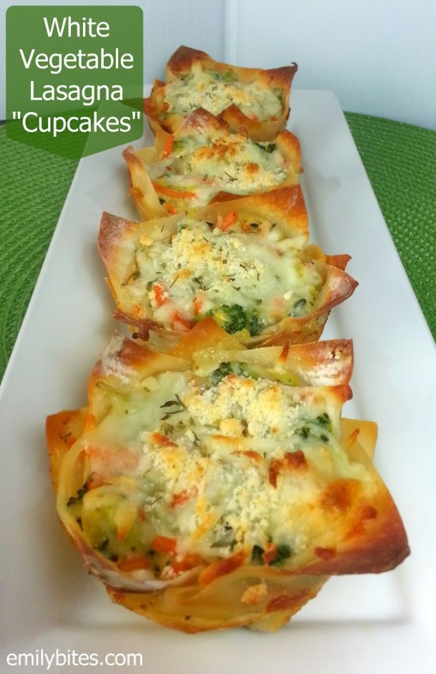 White Vegetable Lasagna
 White Ve able Lasagna "Cupcakes" Emily Bites