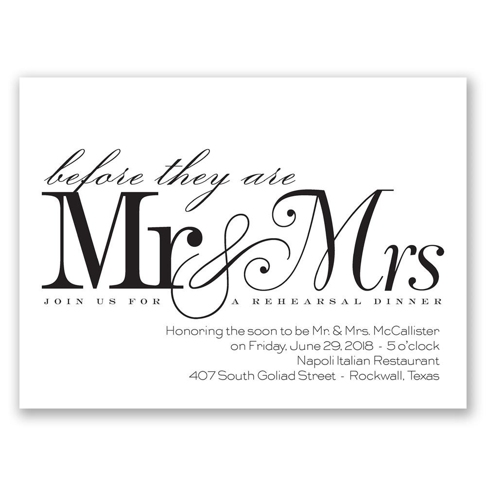 Who Is Invited To The Rehearsal Dinner
 Before Mr & Mrs Petite Rehearsal Dinner Invitation