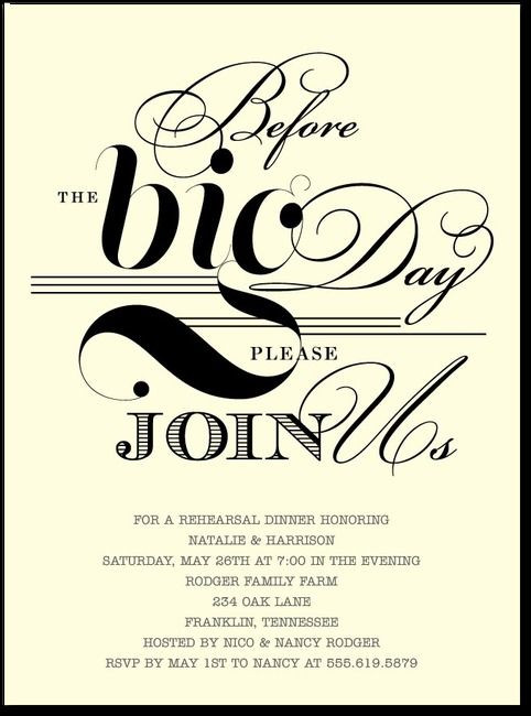 Who Is Invited To The Rehearsal Dinner
 before the big day rehersal dinner invites