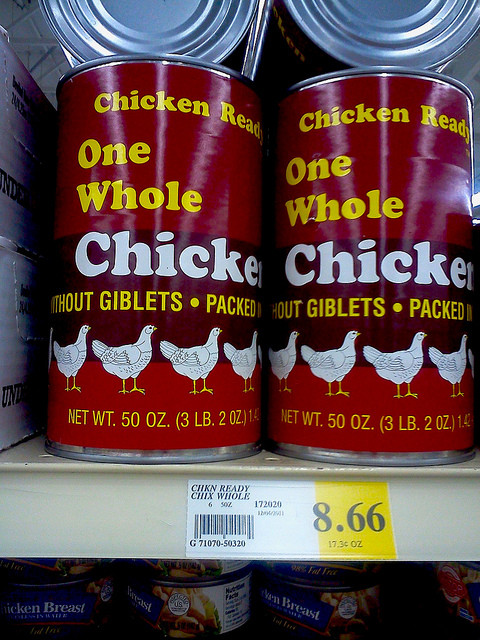 Whole Canned Chicken
 Whole chicken in a can