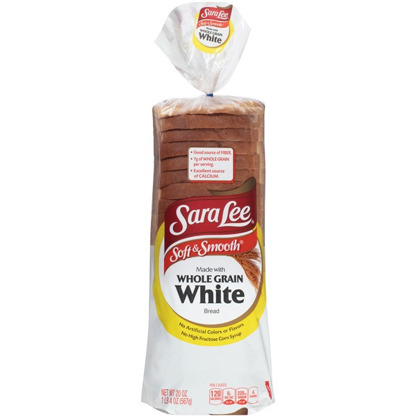 Whole Grain White Bread
 Sara Lee Soft & Smooth Made with Whole Grain White Bread
