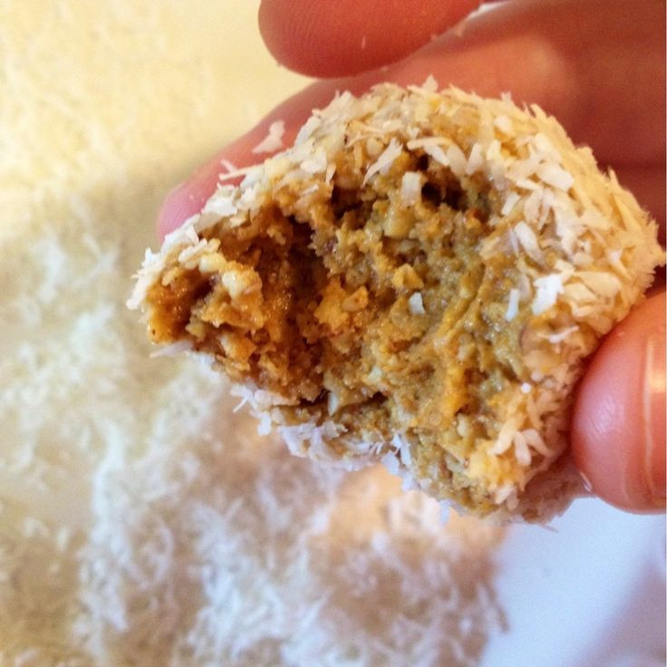 Whole30 Approved Desserts
 Pumpkin Cookie Dough balls covered in unsweetened coconut