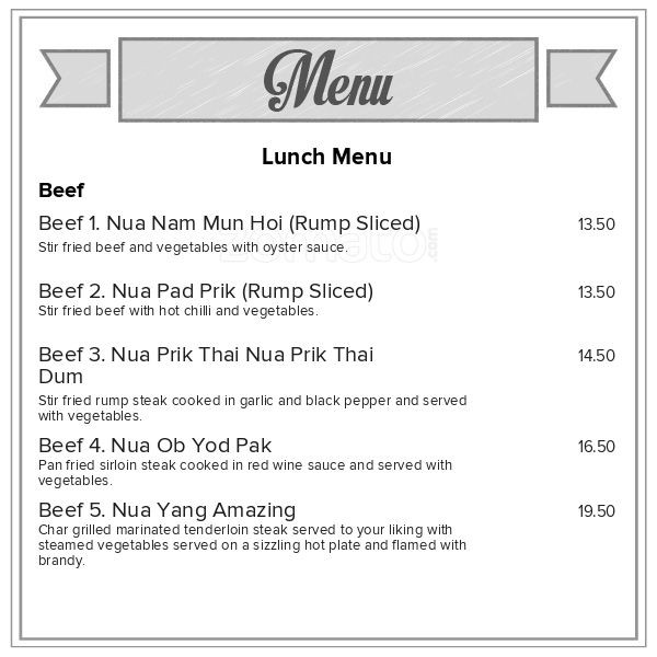 Wild Rice Menu
 Wild Rice Thai Cuisine Menu Menu for Wild Rice Thai