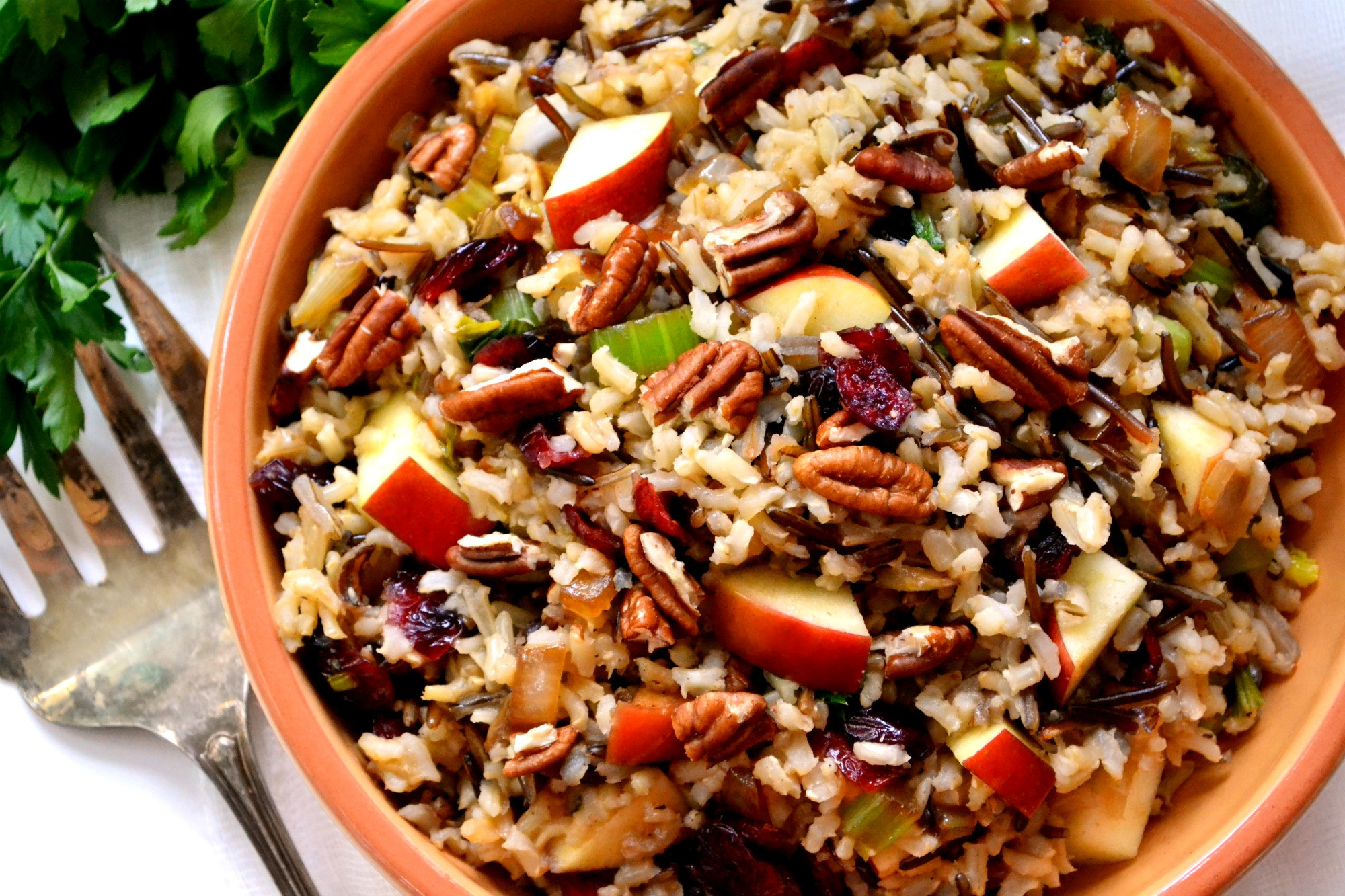 Wild Rice Stuffing
 Brown & Wild Rice Stuffing with Apples Cranberries