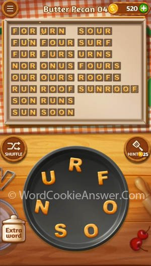 Word Cookies Butter Pecan
 Word Cookies Butter Pecan Level 4 Answers And Cheats