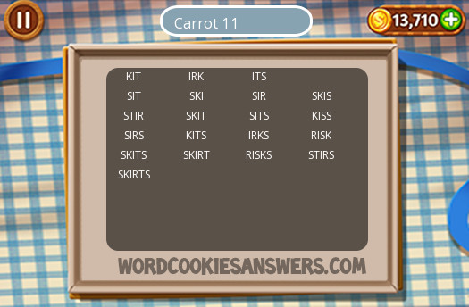 Word Cookies Carrot 4
 Word Cookies Carrot Level 11 Word Cookies Answers