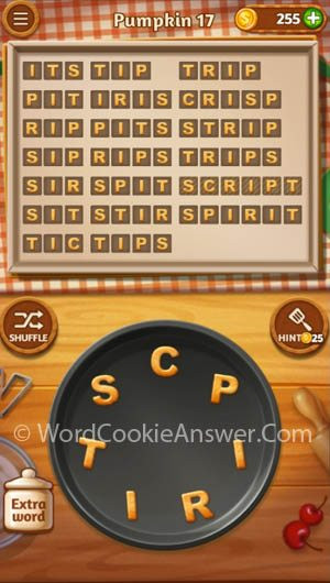 Word Cookies Pumpkin
 Word Cookies Pumpkin Level 17 Answers And Cheats