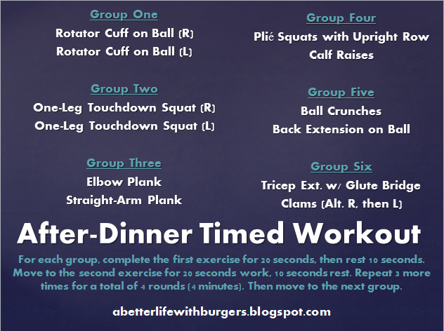 Workout Before Or After Dinner
 A Better Life with Burgers After Dinner Workout and Luau