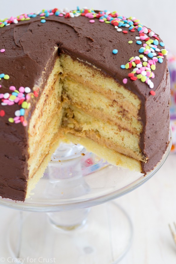 Yellow Cake With Chocolate Frosting
 Perfect Yellow Layer Cake Peanut Butter Filling