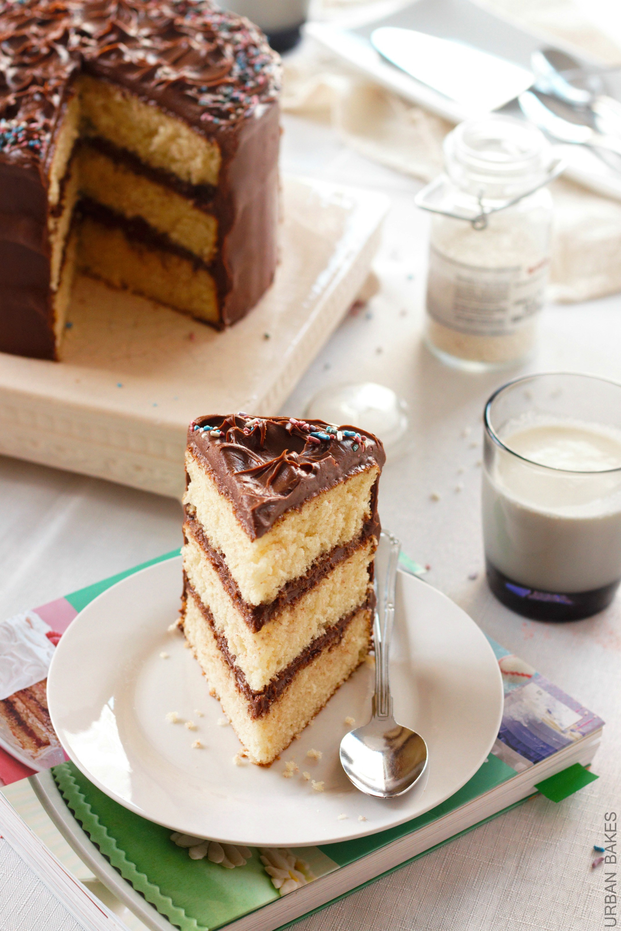 Yellow Cake With Chocolate Frosting
 URBAN BAKES Classic Yellow Cake with Chocolate Frosting