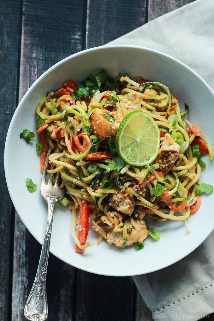 Zucchini And Chicken
 Thai Chicken Zoodles with Spicy Peanut Sauce