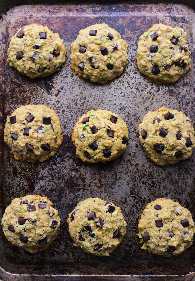 Zucchini Chocolate Chip Cookies
 Chocolate Chip Oat Zucchini Cookies Video A Saucy Kitchen